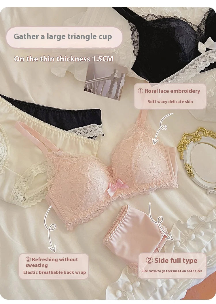 Lace Underwear Set of Female Small Breasts Gathered to Show Large on the Top Anti-Sagging Breasts Collect Vice Girls Student Bra luvshop24