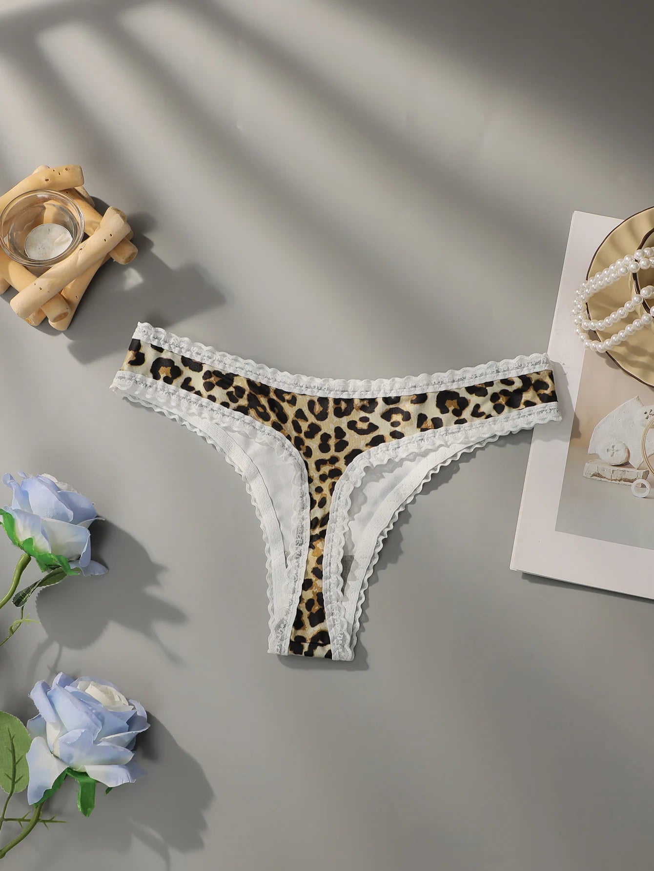 Women's leopard print lace underwear is sexy low rise easy to wash dry seamless comfortable and close fitting A2212 luvshop24