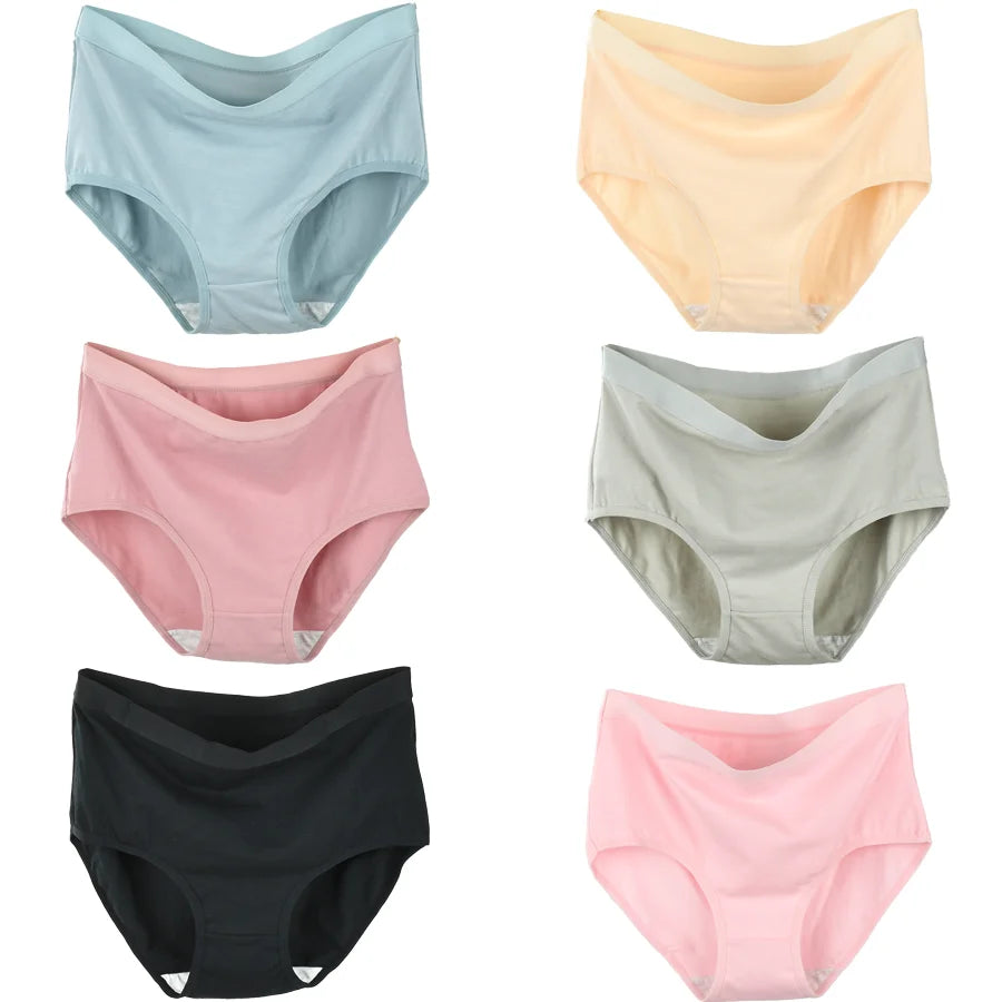 6pcs Cotton Underwear Women High Waist Panties Woman Plus Size Intimate Lingerie Female Mom's Briefs Underpants Panti M-3XL luvshop24