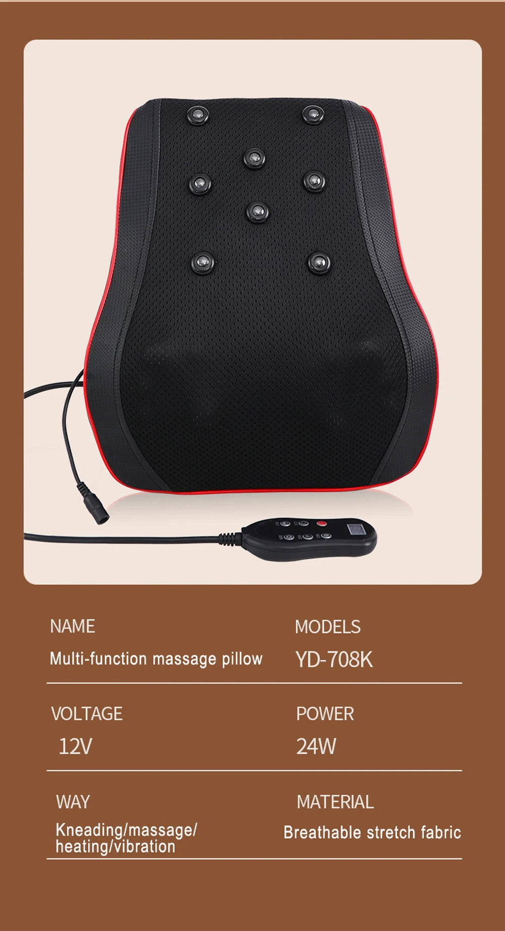 Portable Massager, Waist Massager, Full-body Muscle Relaxer, Car-portable Backrest Vibration Comfort Massager luvshop24