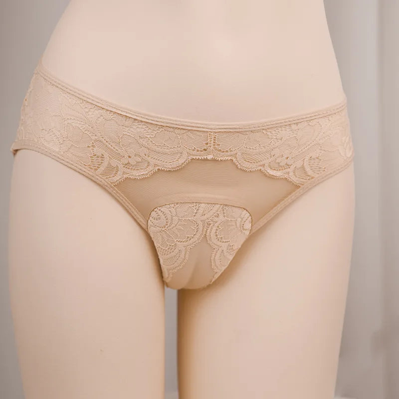 Sexy Men's Underwear Sissy Panties Crotchless Hiding Gaff Lace Transparent Crossdresser Transgender Shaping Bulge Pouch Briefs luvshop24