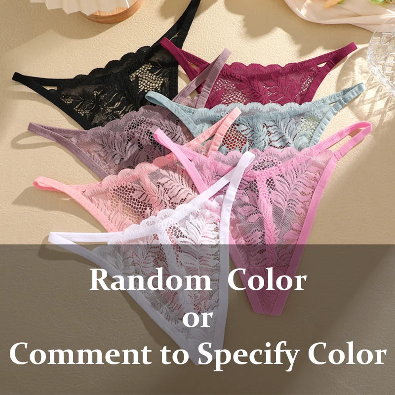5PCS Sexy Lace Women Lingerie Exotic Underpants Female Lace Transparent Hollow Out G-string Thong Female Soft Intimates S-XL luvshop24
