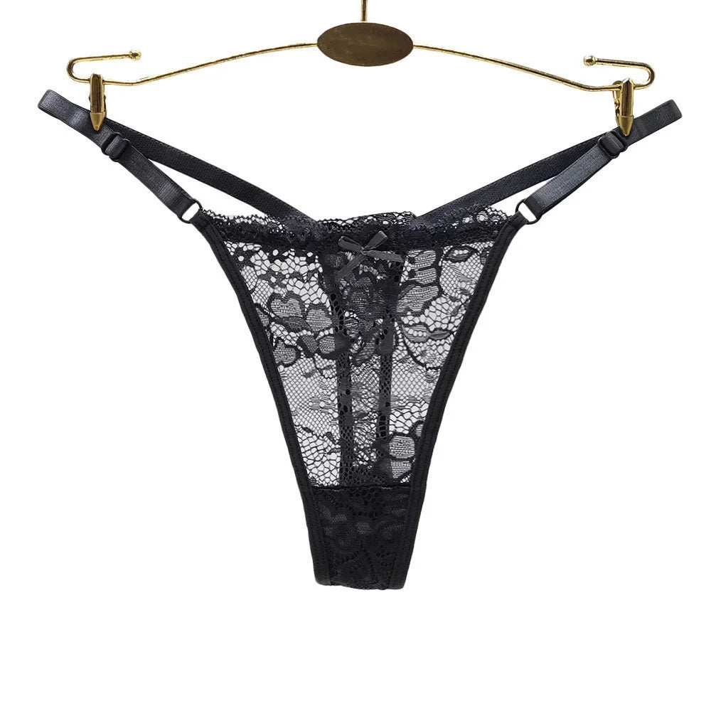 3PCS Adjustable Sexy Transparent Thong Panties Women Lace Underwear Low Waist Female T-back String Underpants luvshop24