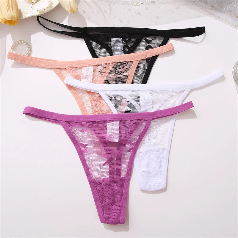 4Pcs Lace Bikini Panties Women Sexy Thongs Lace G-string Underpants S-XL Ladies Comfortable T-Back Underwear Sexy Lingerie 2022 luvshop24