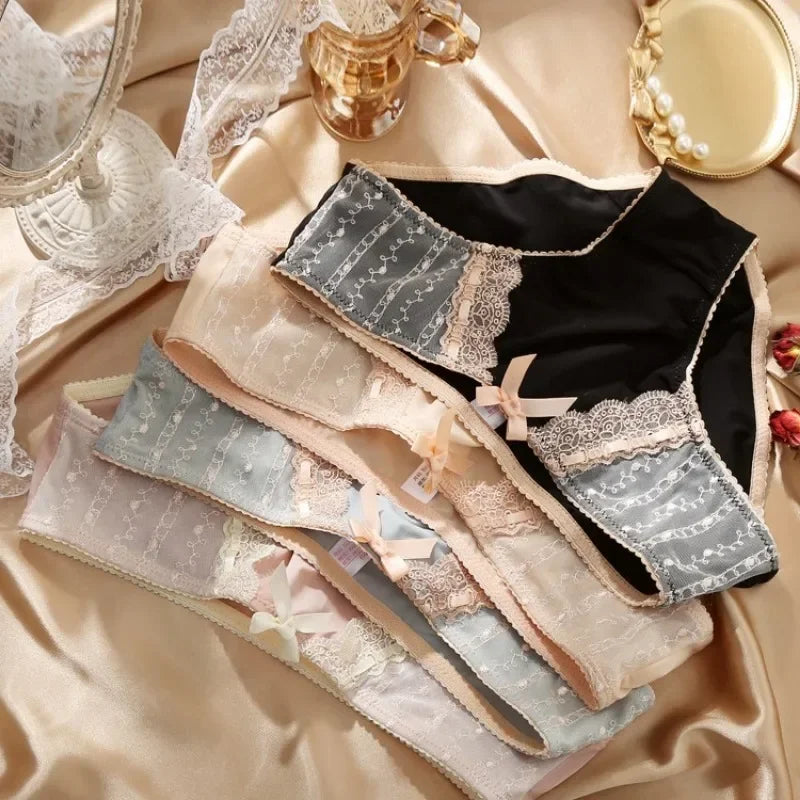 Lace Briefs Sexy Panties for Women Ice Silk Panties Large Underwear Sexy Wrap Buttocks Briefs Embroidery Lace Panties luvshop24