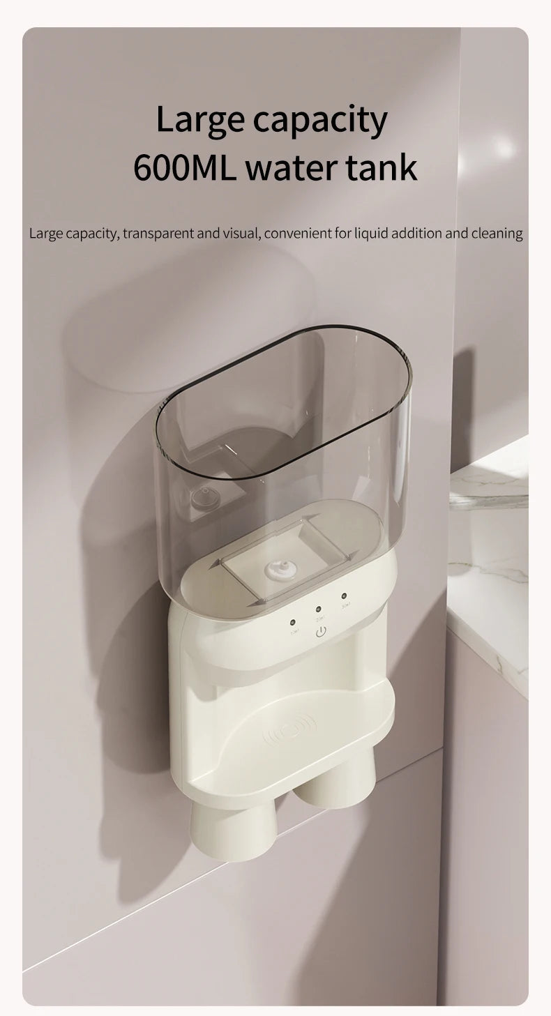 1Pcs Mouthwash Container, Automatic Sensor Mouthwash Machine, No Punching Smart Oral Cleaning, Wall-Mounted Mouthwash Rack, USB Charging with 2 Mouthwash Cups luvshop24