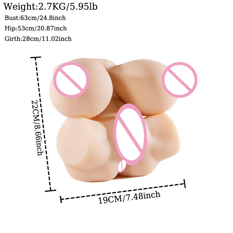 RENHEYUOU Sex Doll Torso with Realistic Huge Testicles Penis Anal Adult Sex Toy Transsexual TPE Sex Doll Gay Masturbation toys luvshop24