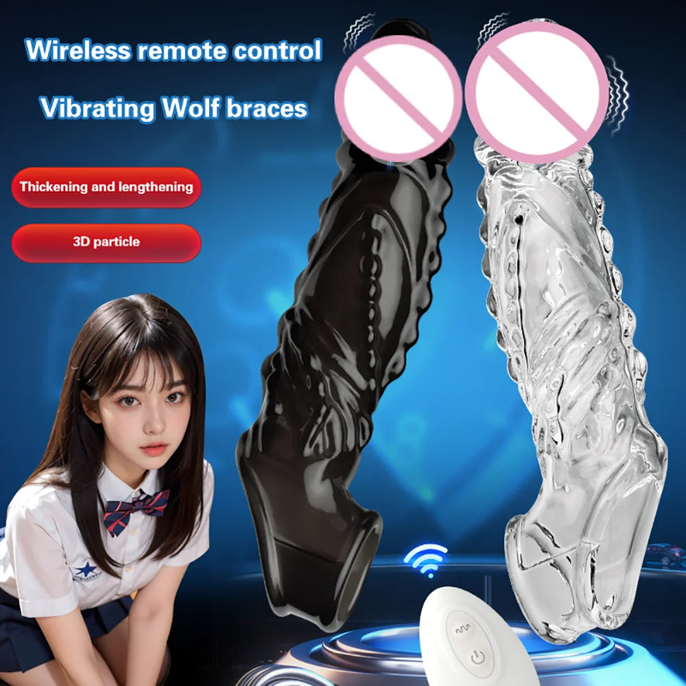 Bullet Vibrator Ring Clear Cock Ring Extender Reusable Penis Sleeve Ultra-Soft Enlarger for Couples Vibrating Dildo Sex Toys Men luvshop24