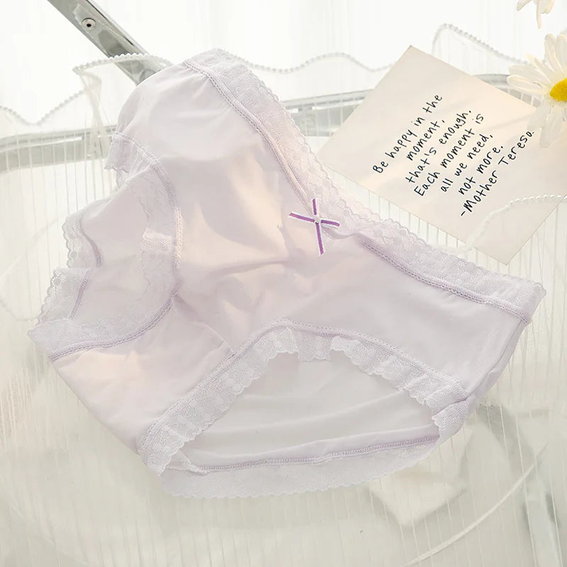 L-XL Women's Underwear Panty Sexy Lace Panties Girls' Fashion Ice Silk Briefs Middle Waist Seamless Underpants Female Lingerie luvshop24