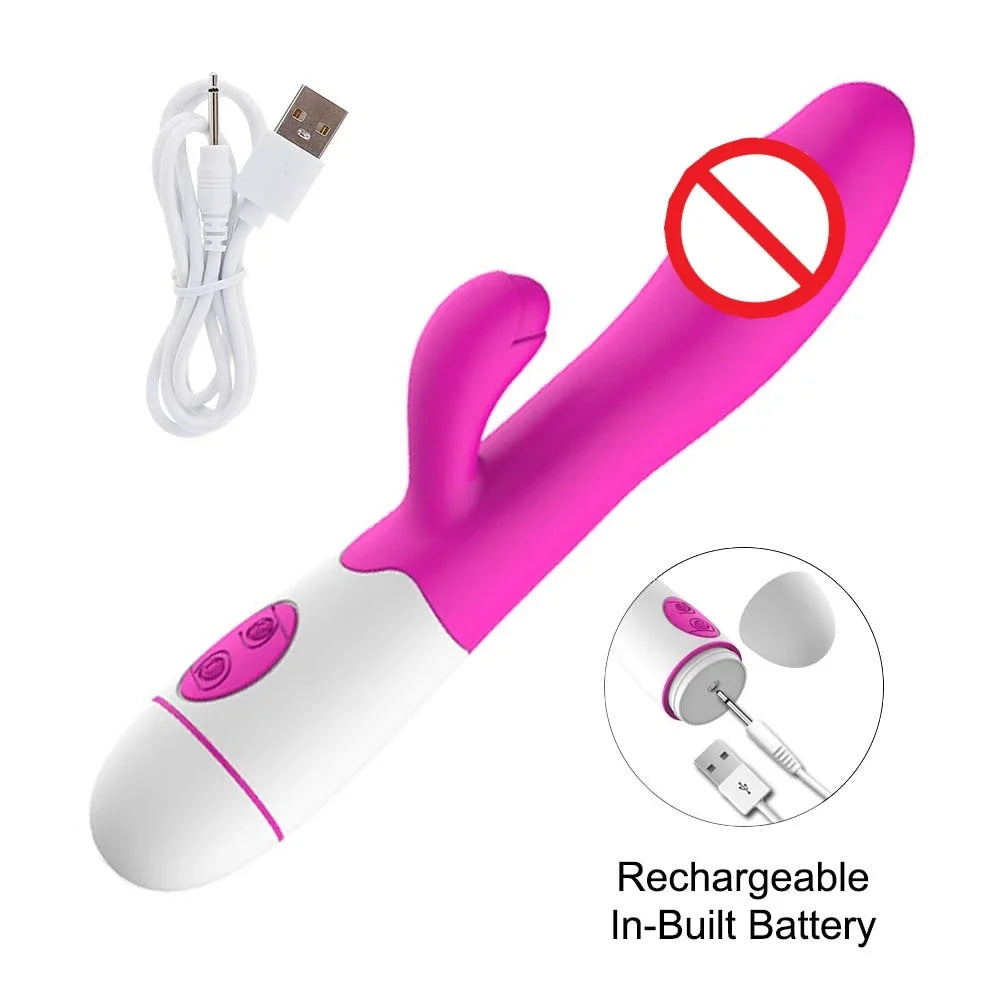 Powerful Rabbit Vibrator Dildo Dual Vibration G Spot Clitoris Stimulation Masturbators Vaginal Massager Adult For Women Sex Toys luvshop24