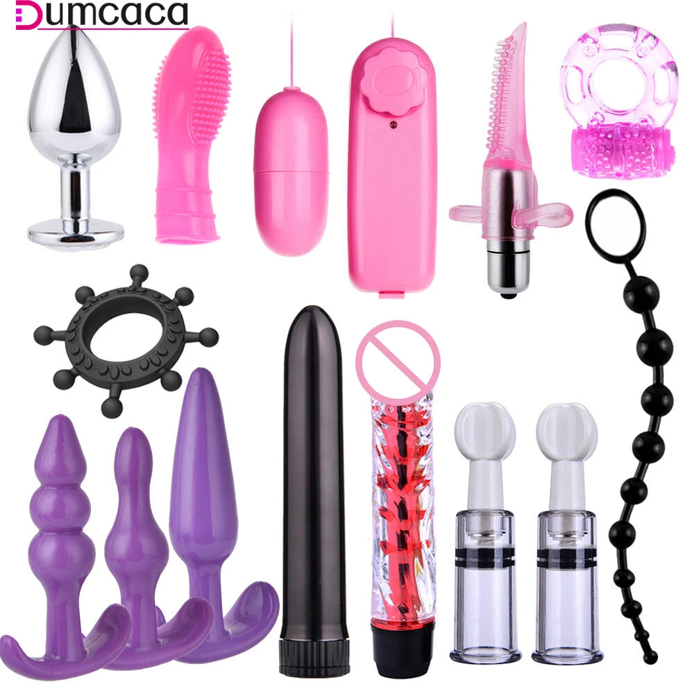 Bdsm SexLove Kits Female Handcuff Whip Mouth Gag Anal Bead Butt Plug Adult Game Props Bondage Restraint Kit Bullet Vibrator luvshop24