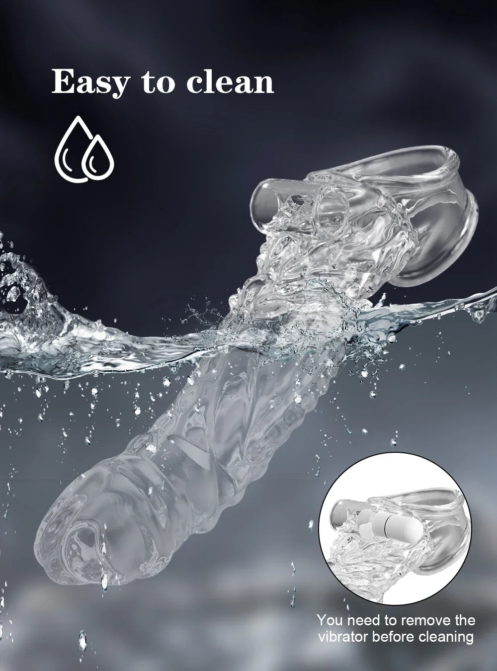 Reusable Penis Extender Silicone Condom Dildo Sleeve Glans Delay Ejaculation Cockring Adult Sex Toys Vibrator For Men Couples luvshop24