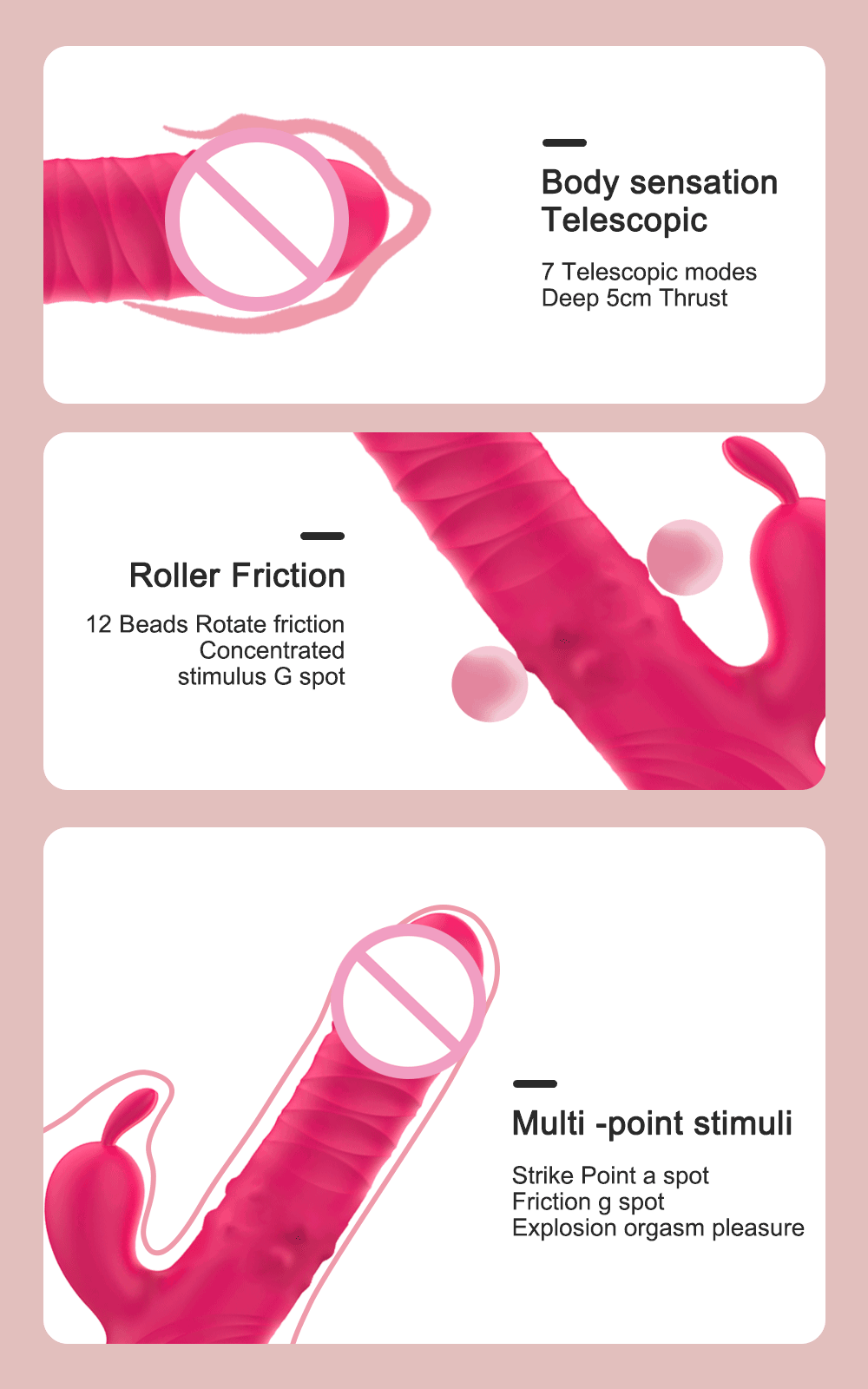 Rabbit Vibrator For Women Powerful G Spot Telescopic Rotating Clitoris Vagina Stimulator Female Masturbator For Adult Sexy Toys luvshop24