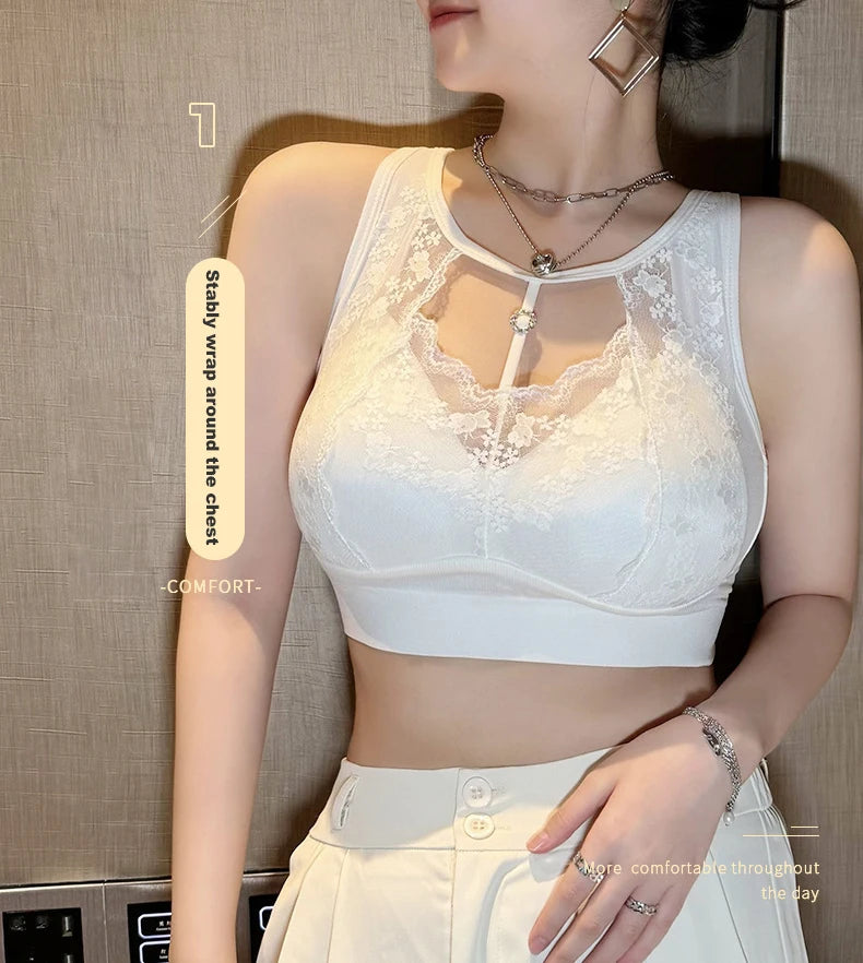 1pcs Lace Sexy Bra No Steel Ring Comfortable Full Cup Large Size Bra Vest Bra One Gather Anti Sagging Underwear luvshop24