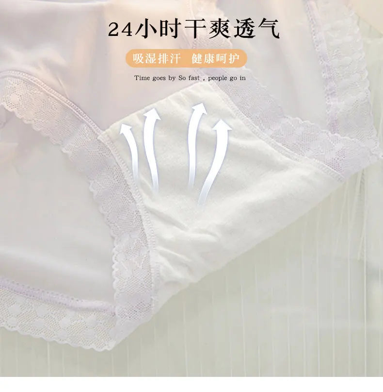 L-XL Women's Underwear Panty Sexy Lace Panties Girls' Fashion Ice Silk Briefs Middle Waist Seamless Underpants Female Lingerie luvshop24