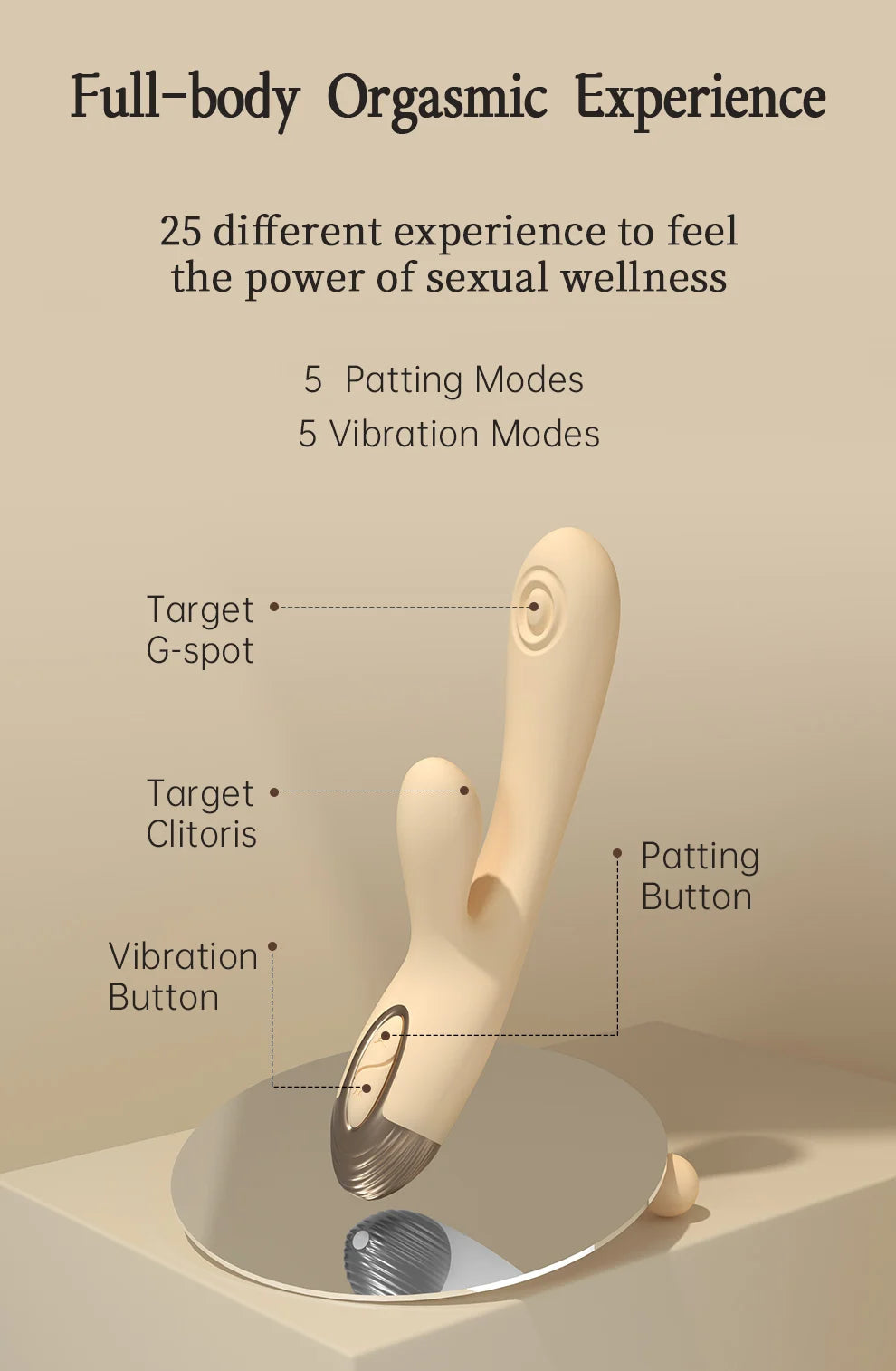 DRY WELL Rabbit Vibrator with Unique Patting Function Clitoris Stimulator Dildo with 10 Powerful Modes Dual Motor Stimulator luvshop24
