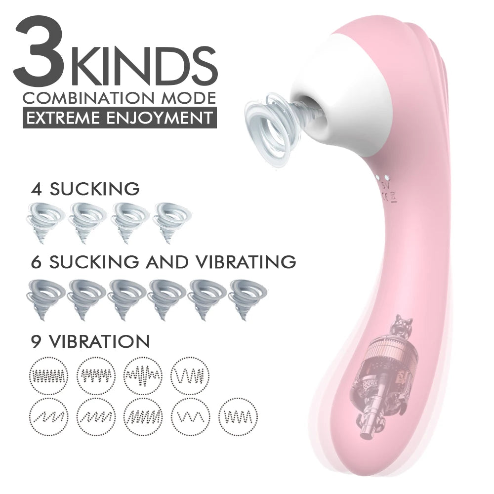 2-in-1 Clitoral Suction Cup G-Spot Vibrator Strong Vibration Dildo Sex Toy Female Dual Stimulation Female Masturbator Waterproof luvshop24