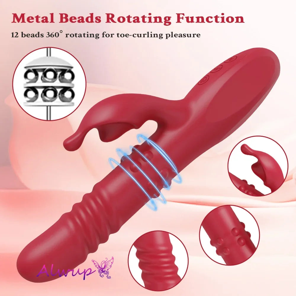 Rabbit Vibrator For Women Powerful G Spot Telescopic Rotating Clitoris Vagina Stimulator Female Masturbator For Adult Sexy Toys luvshop24