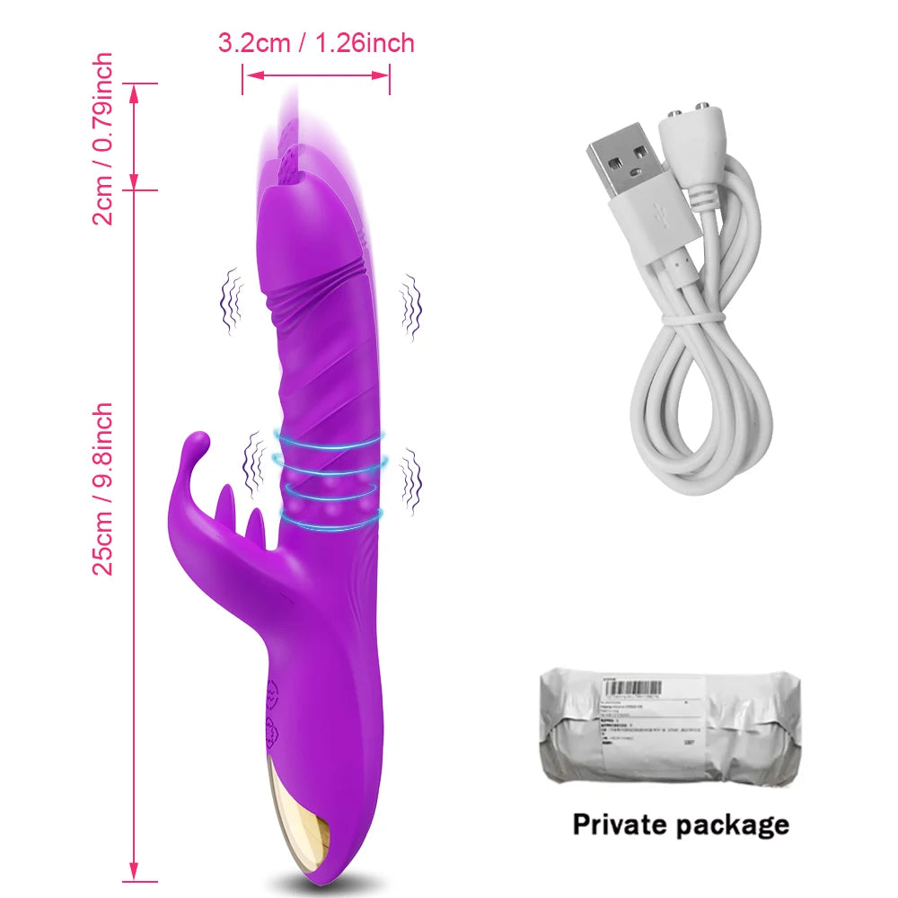 Rabbit Vibrator For Women Powerful G Spot Telescopic Rotating Clitoris Vagina Stimulator Female Masturbator For Adult Sexy Toys luvshop24
