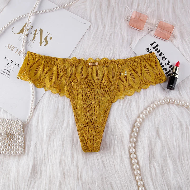 Hollow Out Lace Sexy Girls G String Panties Women Briefs Transparent Thong Thin Underwear Female Low Waist Lingerie Size S-XL luvshop24