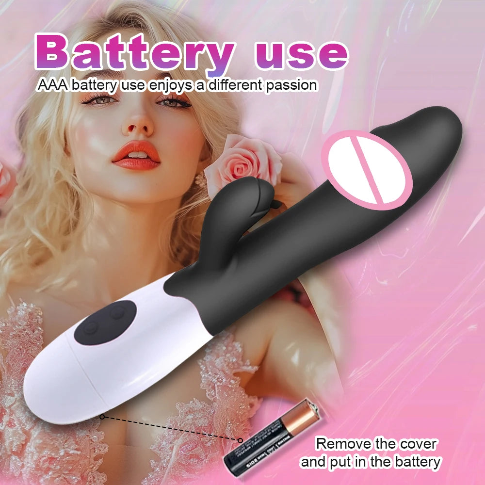 Rabbit Vibrator for Women Vagina G-Spot Nipple Clitoris Stimulator Thrusting Telescopic Rotating Dildo for Adult Sexy Toys luvshop24
