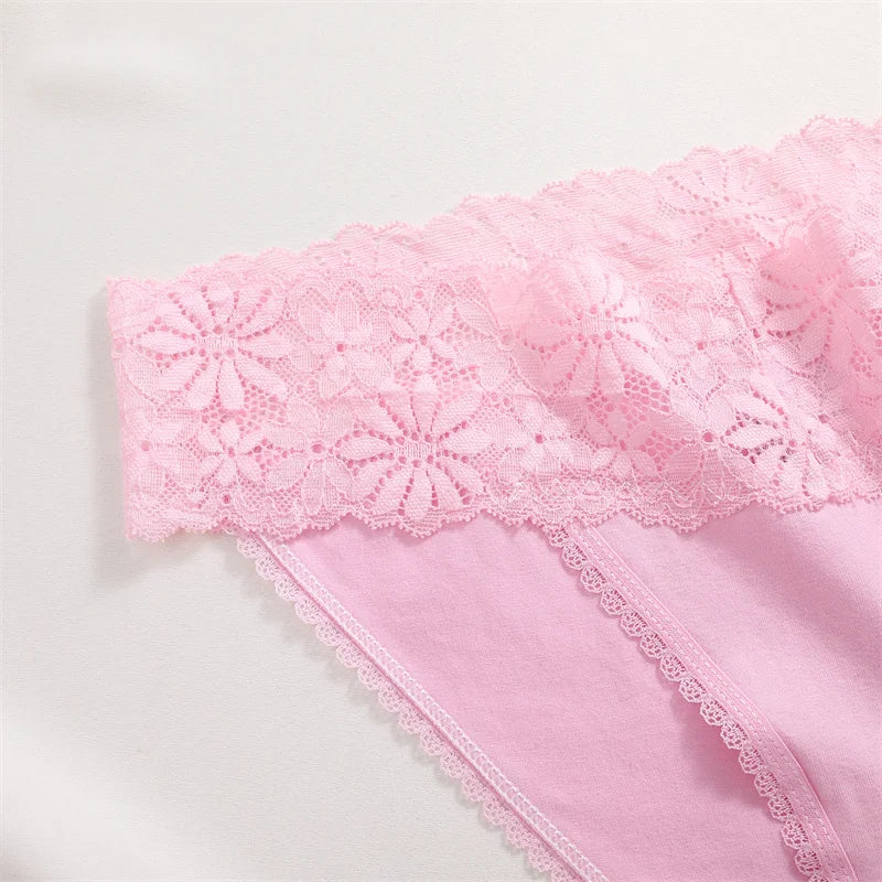 Lace Panties Women Cotton Briefs Female Comfortable Underwear 4PCS/Set Elstice Solid Color Panties Female Low Rise Sexy Lingerie luvshop24