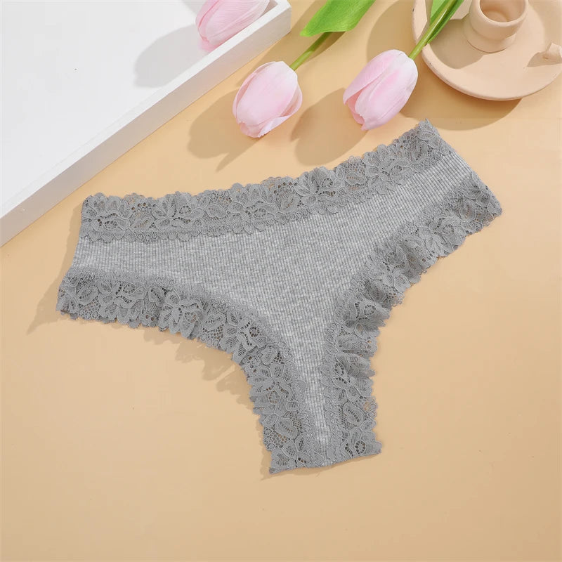5Pcs/set Women Cotton Panties Floral Lace Intimate Underwear Trendy Patchwork Lace Briefs Female Soft Underpants Lingerie S-XL luvshop24