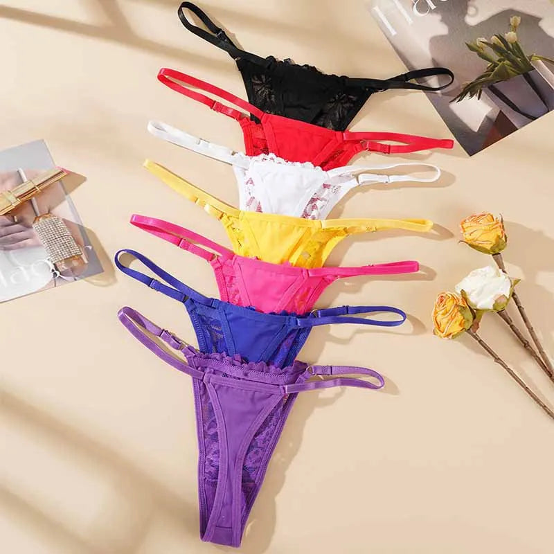 Lace Underwear for Women Low Rise Adjustable Waist Thongs Sexy Perspective G-String Female Breathable Lingerie luvshop24