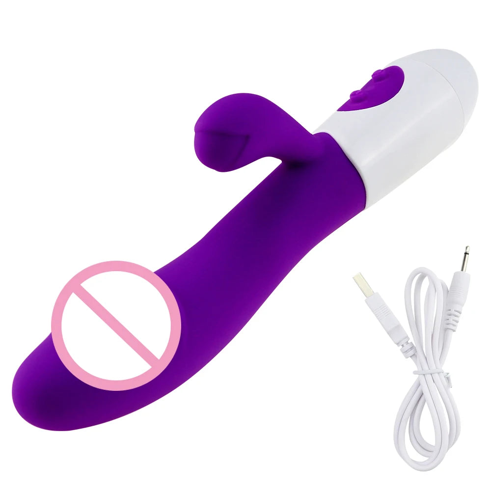 Rechargeable Dildo Rabbit Vibrator Dual Vibration G Spot Vagina Massager AV Stick Clitoris Sex Toys for Women Female Masturbator luvshop24