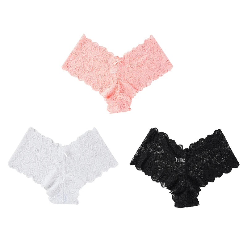 3Pcs Sexy Floral Lace Panties Women Briefs Low Waist Soft Lingerie Comfortable Female Underwear Girls Intimates Panties luvshop24