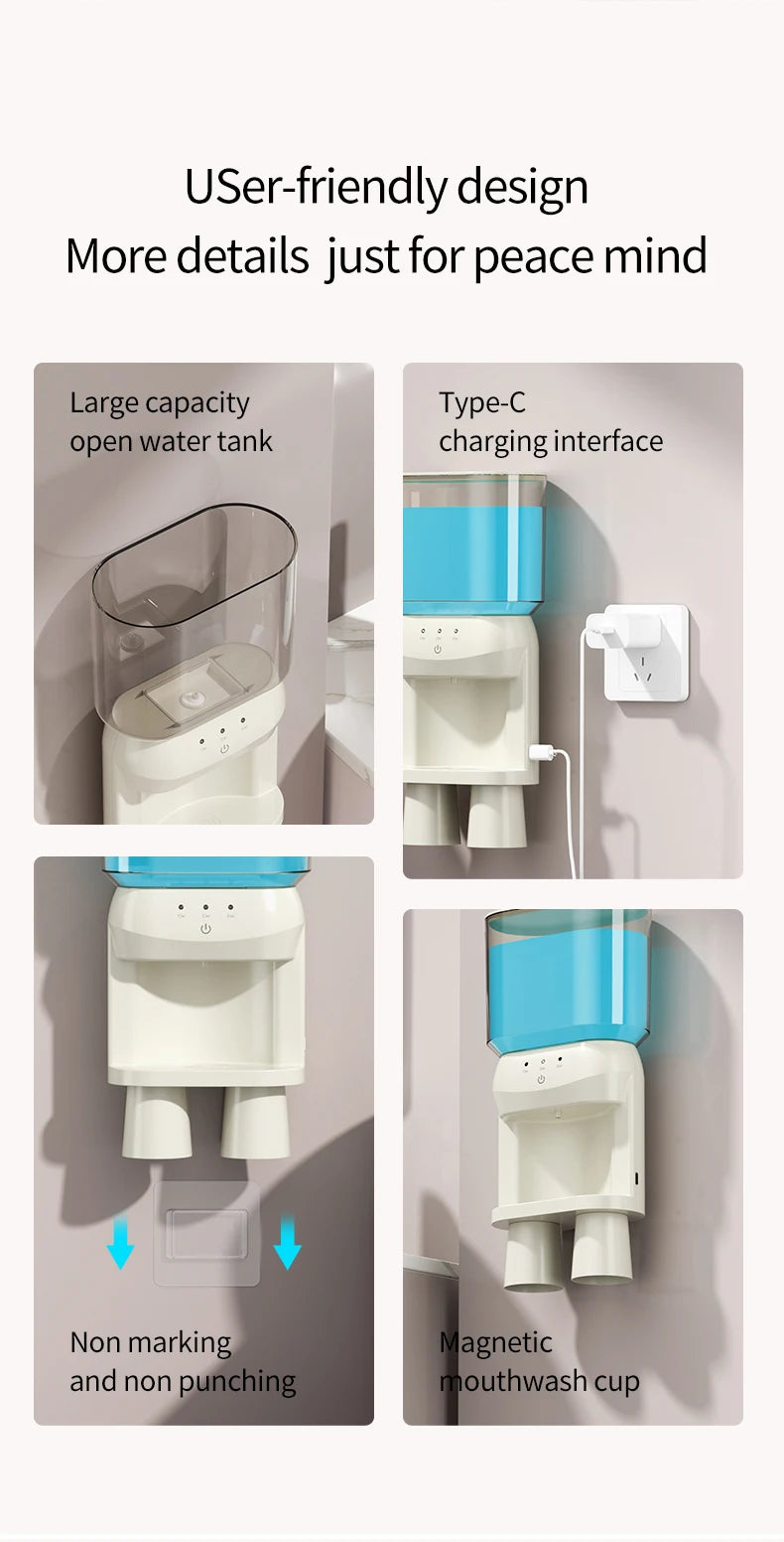 1Pcs Mouthwash Container, Automatic Sensor Mouthwash Machine, No Punching Smart Oral Cleaning, Wall-Mounted Mouthwash Rack, USB Charging with 2 Mouthwash Cups luvshop24