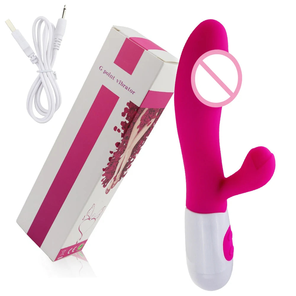 Rechargeable Dildo Rabbit Vibrator Dual Vibration G Spot Vagina Massager AV Stick Clitoris Sex Toys for Women Female Masturbator luvshop24