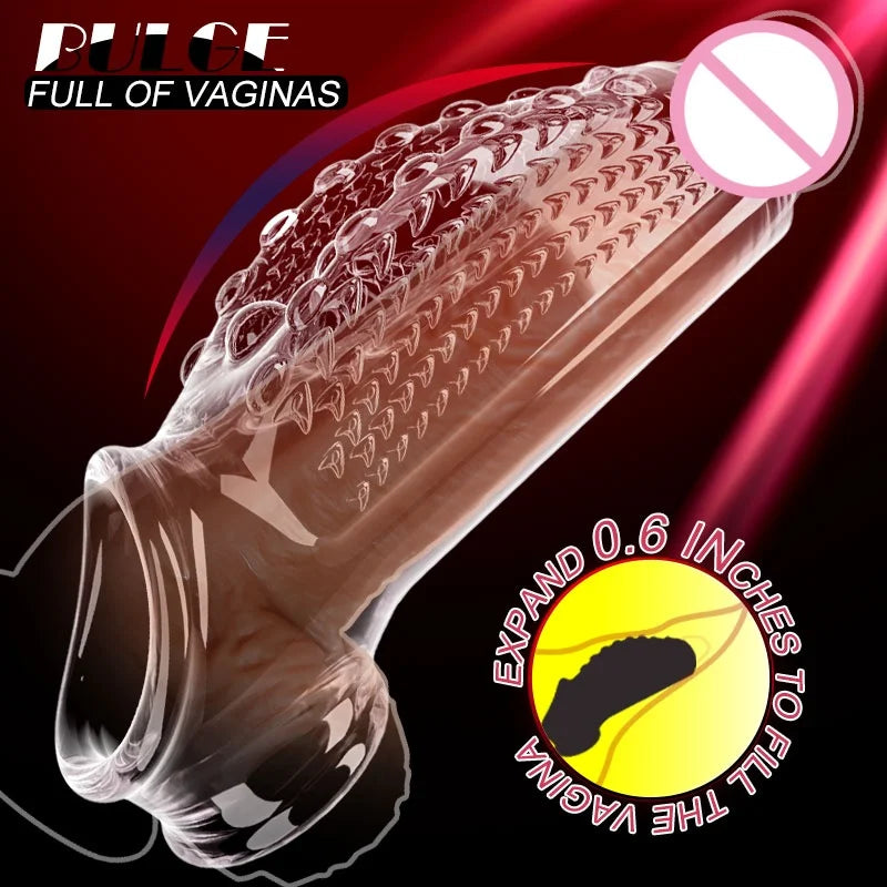Penis Enlargement Delay Sleeve Ring Reusable Silicone Cock Ring Condoms Glans Cover Nozzle Erotic Toys In Couple Pleasure Orgasm luvshop24