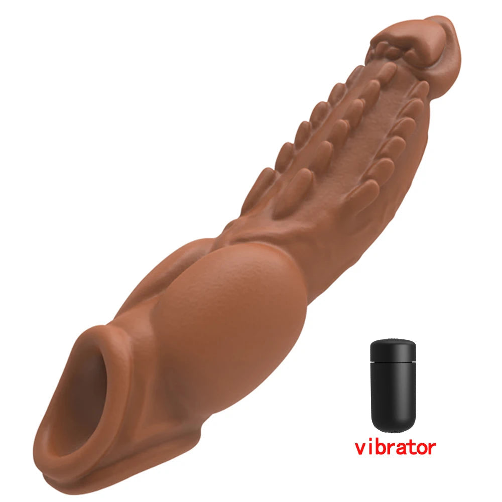 HESEKS Vibrating Penis Sleeve Vibrator for Men Couple Penis Extender Cover Reusable Special Condom Cock Erotic Toys for Men luvshop24