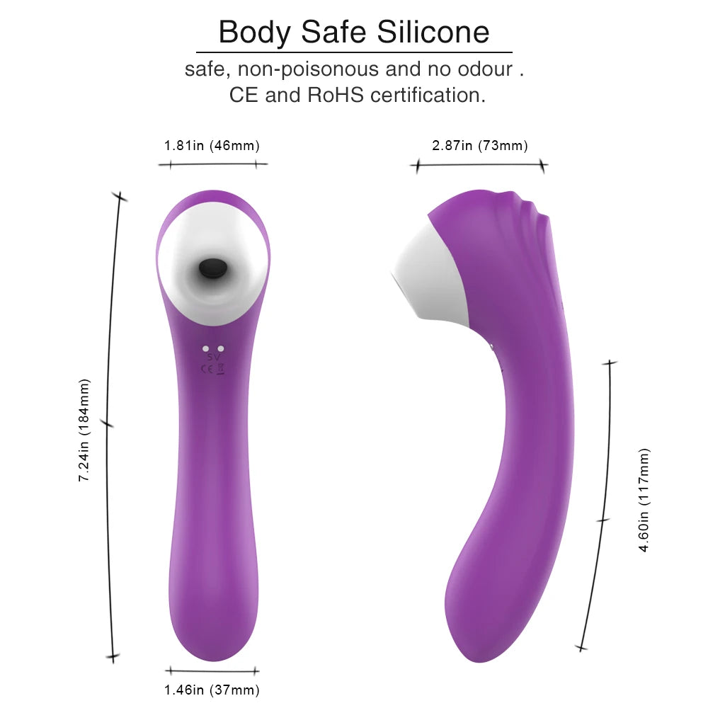 2-in-1 Clitoral Suction Cup G-Spot Vibrator Strong Vibration Dildo Sex Toy Female Dual Stimulation Female Masturbator Waterproof luvshop24