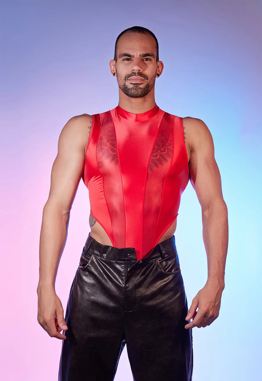 Hot Sexy Men's Bodysuits Mesh Patchwork Shiny Transparen Short Sleeve Male Rompers High Cut Leotard Gay Open Crotch Jumpsuits luvshop24
