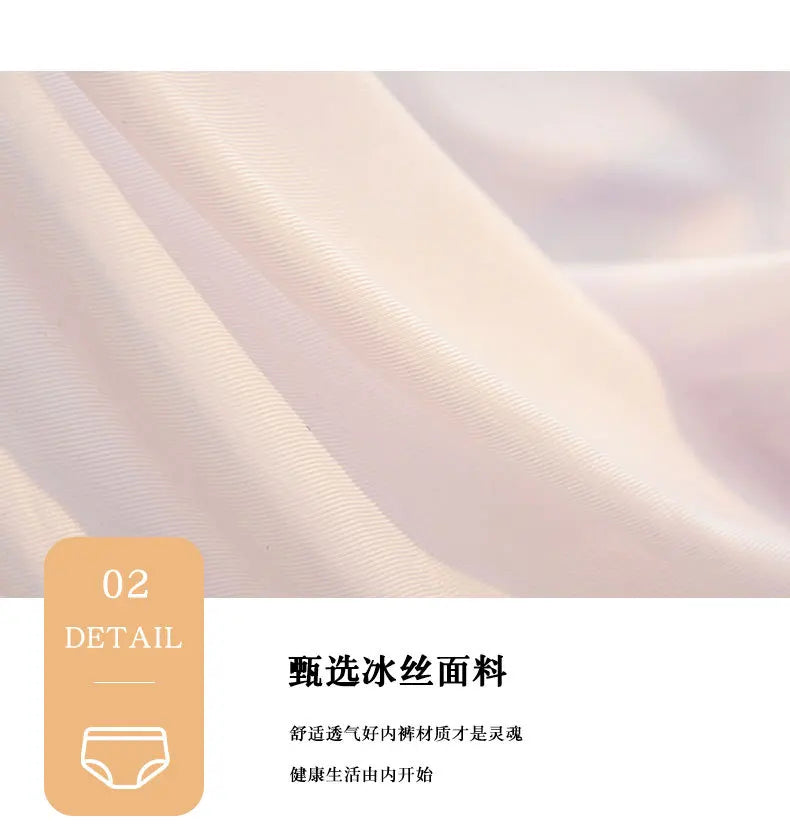 L-XL Women's Underwear Panty Sexy Lace Panties Girls' Fashion Ice Silk Briefs Middle Waist Seamless Underpants Female Lingerie luvshop24