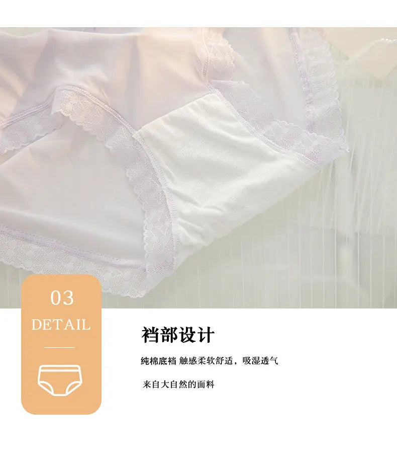 L-XL Women's Underwear Panty Sexy Lace Panties Girls' Fashion Ice Silk Briefs Middle Waist Seamless Underpants Female Lingerie luvshop24