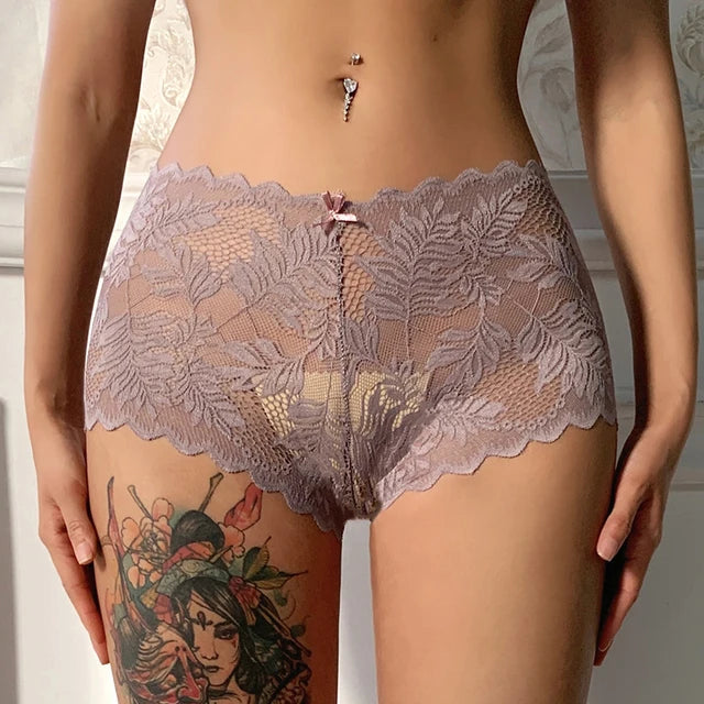1PC Lace Underwear Sexy Women Panties Low Waist Hollow Out Ladies Briefs Transparent Female Underpants Womens Lingerie S-XL luvshop24