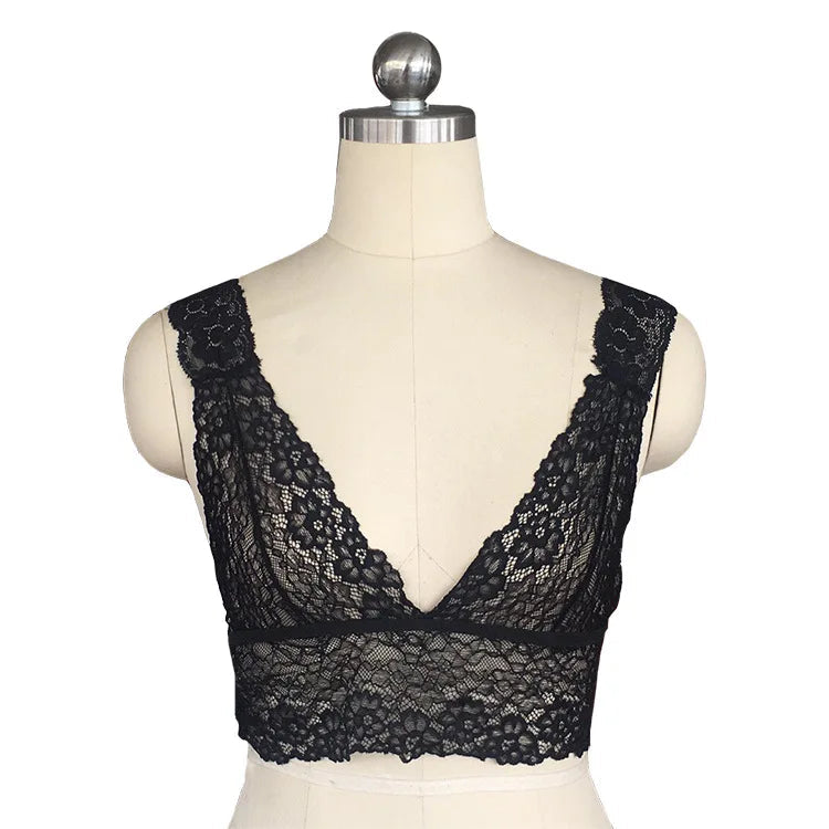 Sheer Lace Bra Tops Women Sexy Lingerie Corset Mesh Lace Bra Ladies Seamless Crop Underwear sexy bras for women langerie sexy luvshop24