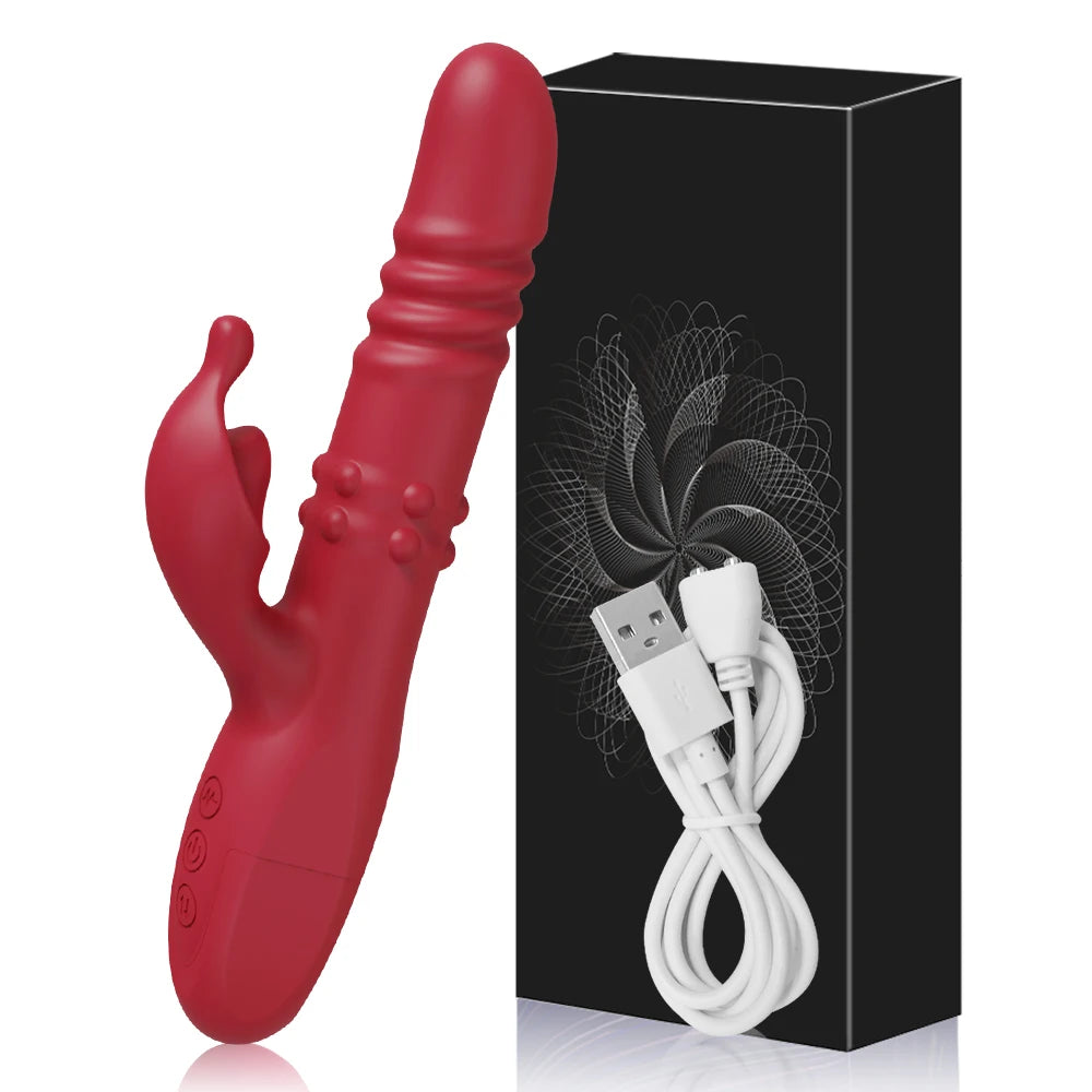 Rabbit Vibrator For Women Powerful G Spot Telescopic Rotating Clitoris Vagina Stimulator Female Masturbator For Adult Sexy Toys luvshop24