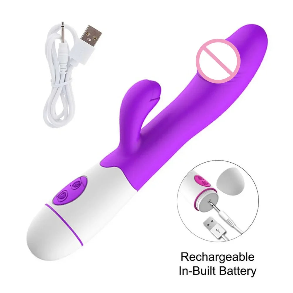 Rabbit Vibrator for Women Vagina G-Spot Nipple Clitoris Stimulator Thrusting Telescopic Rotating Dildo for Adult Sexy Toys luvshop24