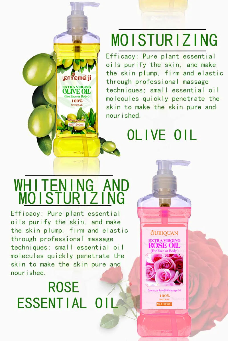 500ML Facial Body Massage Essential Oil Moisturizing Vegetable Oil Open Back Scraping Massage Essential Oil BB oil luvshop24