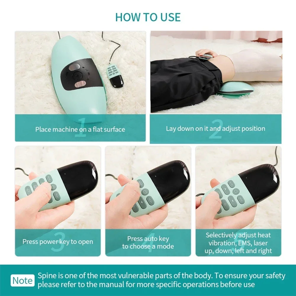 Electric Lumbar Traction Massager Adjustable Vibration Waist Massager Wa ist Spine Support Back Massage Machine Waist masajeador luvshop24