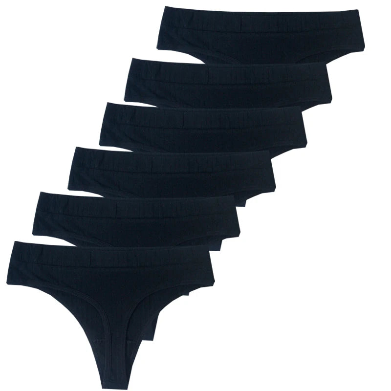 3pcs Cotton Women's Thong Panties Breathable Low Waist Seamless Underwear Sexy Female Lady Comfortable Solid Color G-String luvshop24