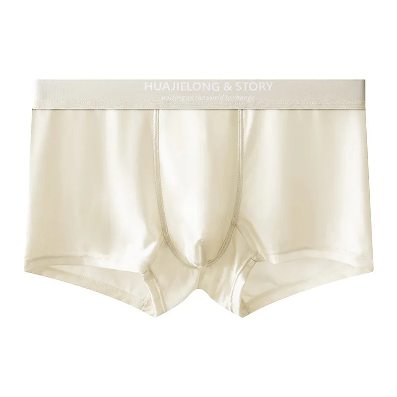 1/3Pcs Breathable Thin Satin Silk Boxer Briefs Seamless Mid Waist Ice Silk Boxers Underpants Smooth Underwear for Men Daily luvshop24