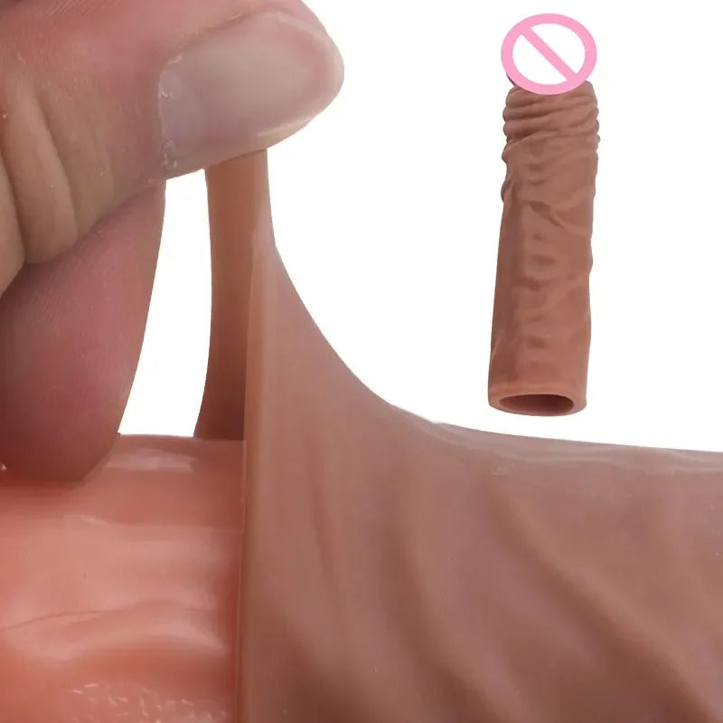 Silicone Cock Ring Soft Realistic Penis Sleeve Extender Condom Penis Ring Delayed Ejaculation Dick Cover Case Cock Header luvshop24