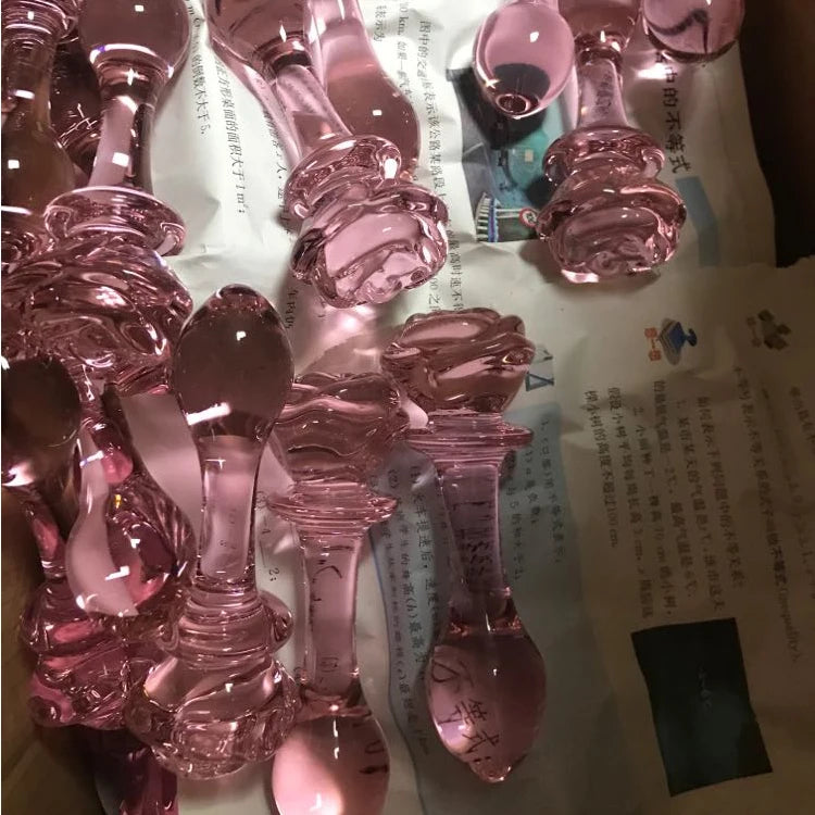 Sea Horse Glass Anal Plugs Wholesale Glass Masturbation Erotic Toys Pink Purple Black Green Blue Crystal Glass Dildos for Women luvshop24