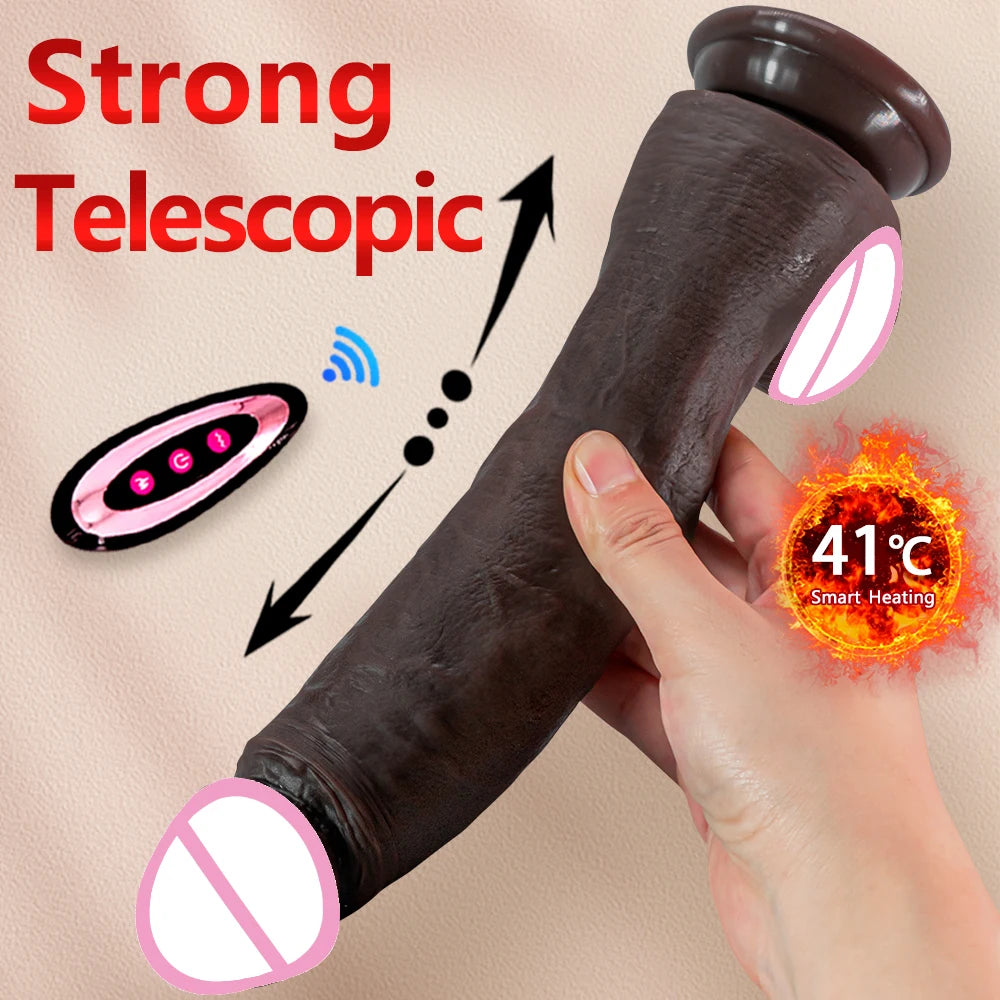 10.6in Long Realistic dildo Black vibrator penis telescopic Swing Heating silicone dildo remote control Dildo Vibrator for wome luvshop24
