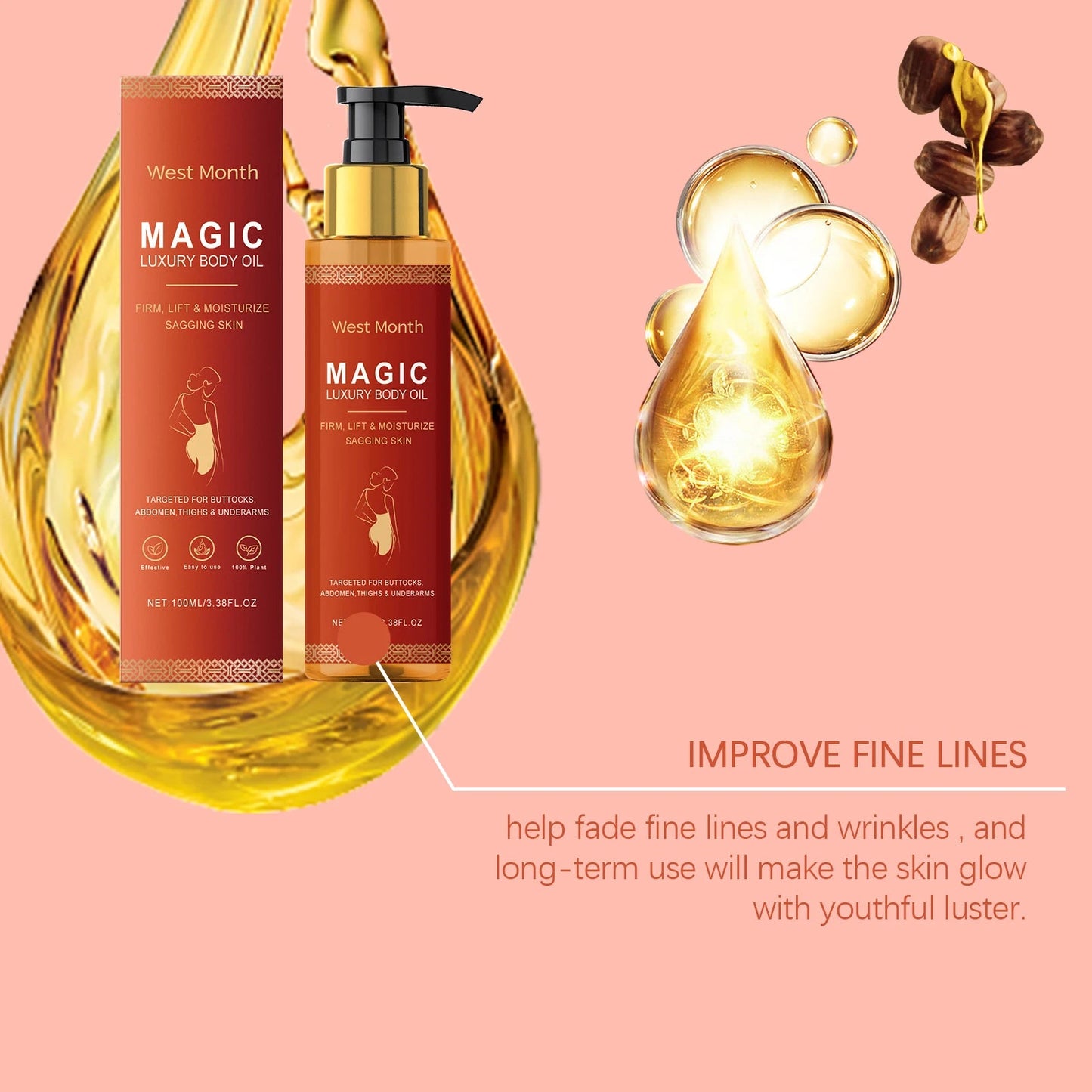 WEST MONTH Magic Luxury Body Oil for Glowing Skin Moisturizing Dry Skin Tightening Firming Chest Thighs Anti-Wrinkle Body Lotion luvshop24